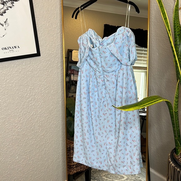 RARE HOUSE OF CB 'Bellina' Blue Floral Corset Midi Dress NWOT - Picture 11 of 12